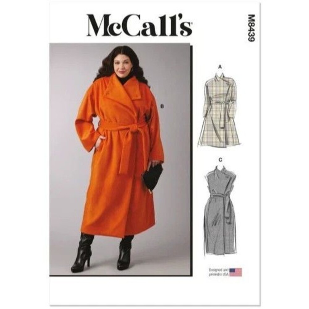McCall's Sewing Pattern M8436 Womens Plus Size Jacket Coat Vest w Belt 20W-28W